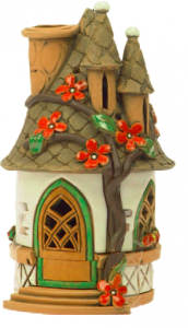 CASETTA BRUCIA ESSENZE TERRACOTTA CON FIORI H 16,5CM